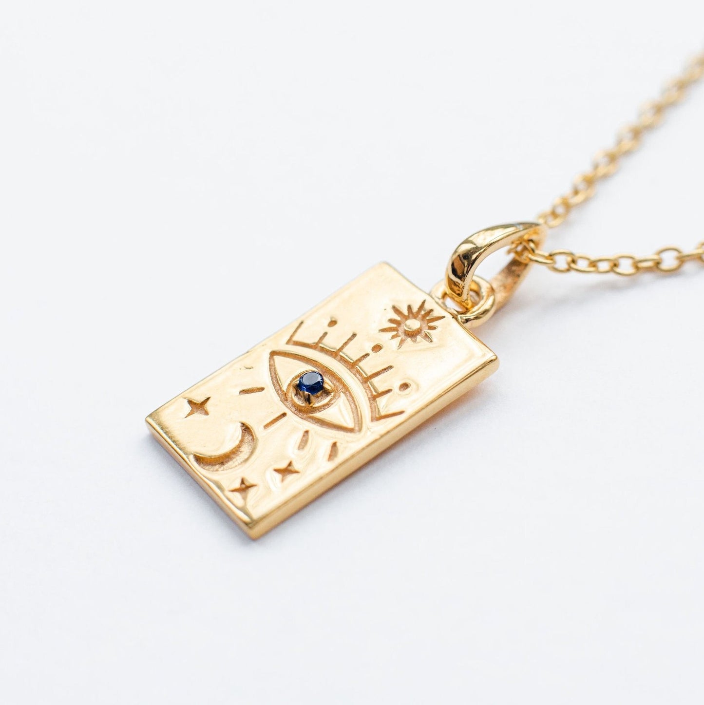 Gold Plated Square Tarot Card Amulet and Chain