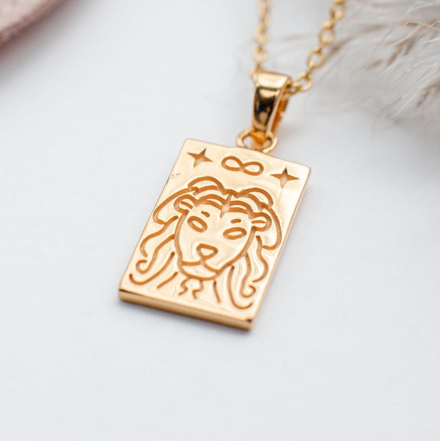 Gold Plated Square Tarot Card Amulet and Chain